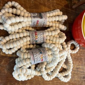 Trader Joe’s 9Ft Felted Wool Garland - 3 packs of winter white cream color